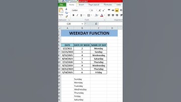 WEEKDAY FUNCTION IN EXCEL USING FORMULA #shorts #viral #trending #youtubeshorts #shortsfeed #shots