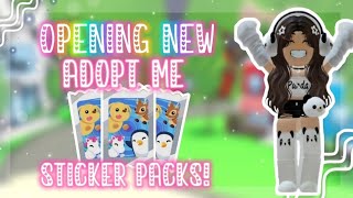 OPENING THE *NEW* STICKER PACKS IN ADOPT ME 😍✨️🎀💕 + GIVEAWAY 🏆💕 #adoptme #fypシ #preppy #stickers