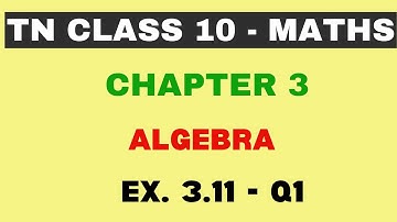 10th Maths | Chapter 3 | Algebra | Exercise 3.11 - Q1 | Maths Clock | TN Class10