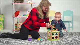 TOYVENTIVE Wooden Kids Baby Activity Cube - Boys Gift Set | One 1, 2 Year Old Boy Gifts Toys