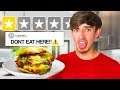 Eating at The WORST RATED Restaurants For 24 HOURS! (1 STAR)