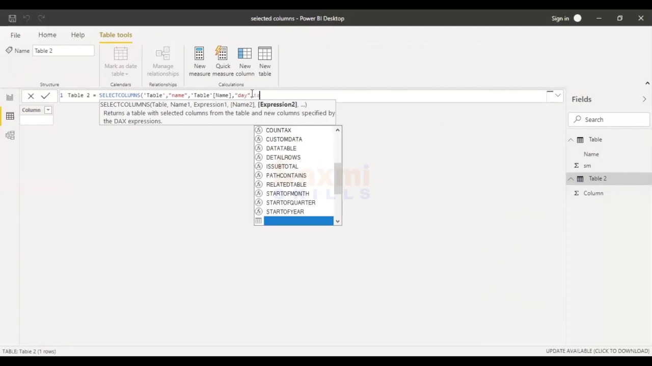 How To Change Column Name Using DAX In Power BI SELECTCOLUMNS