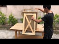 Excellent Woodworking Skills // Build Smart Folding Tables From Pallets   Combining Storage -  DIY!