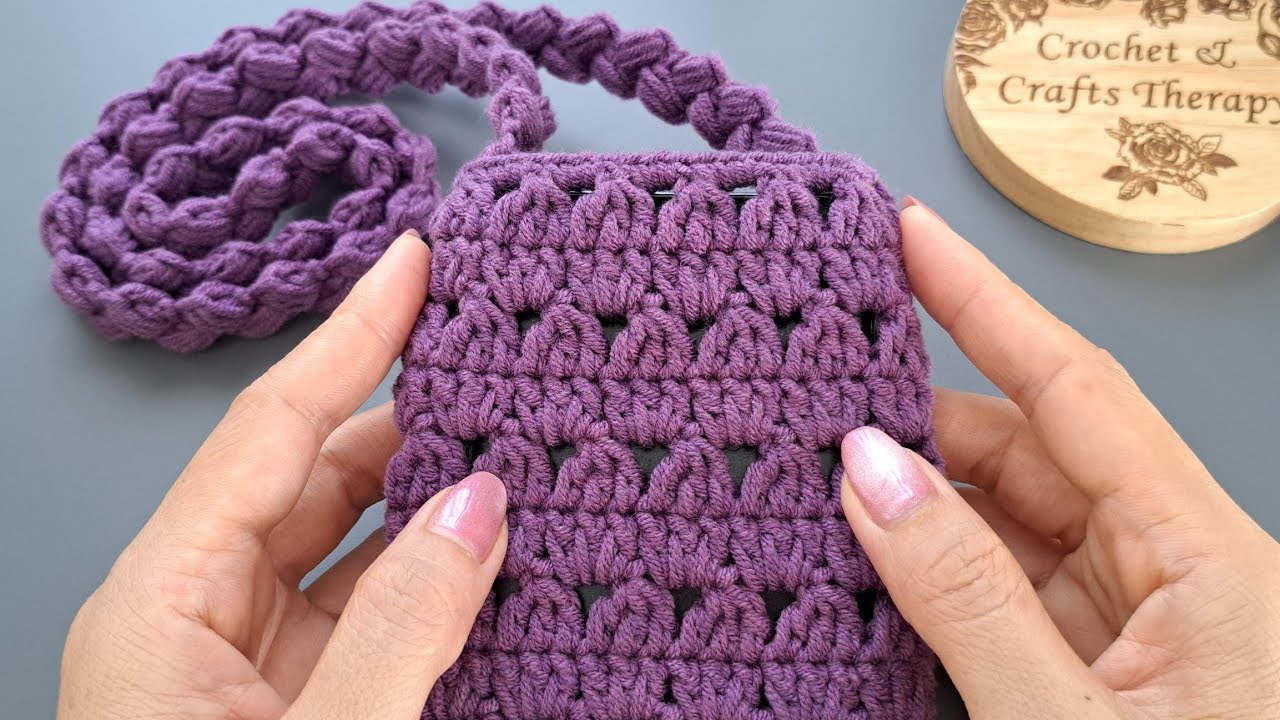 DIY Tutorial💖 Crochet mobile phone bag 💖 Hourglass stitch pattern