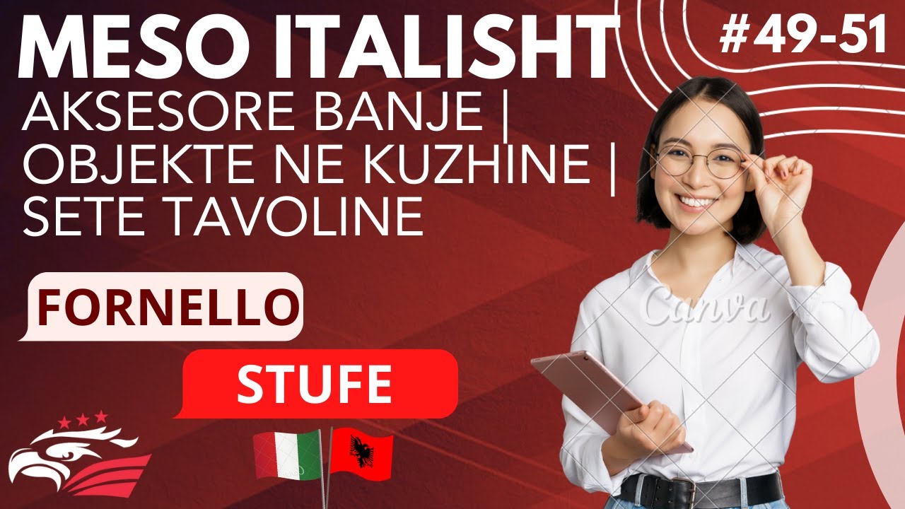 Meso Italisht - Aksesore banje |  Objekte ne Kuzhine | Sete tavoline | #49-51  (Niveli A1 Fillestar)