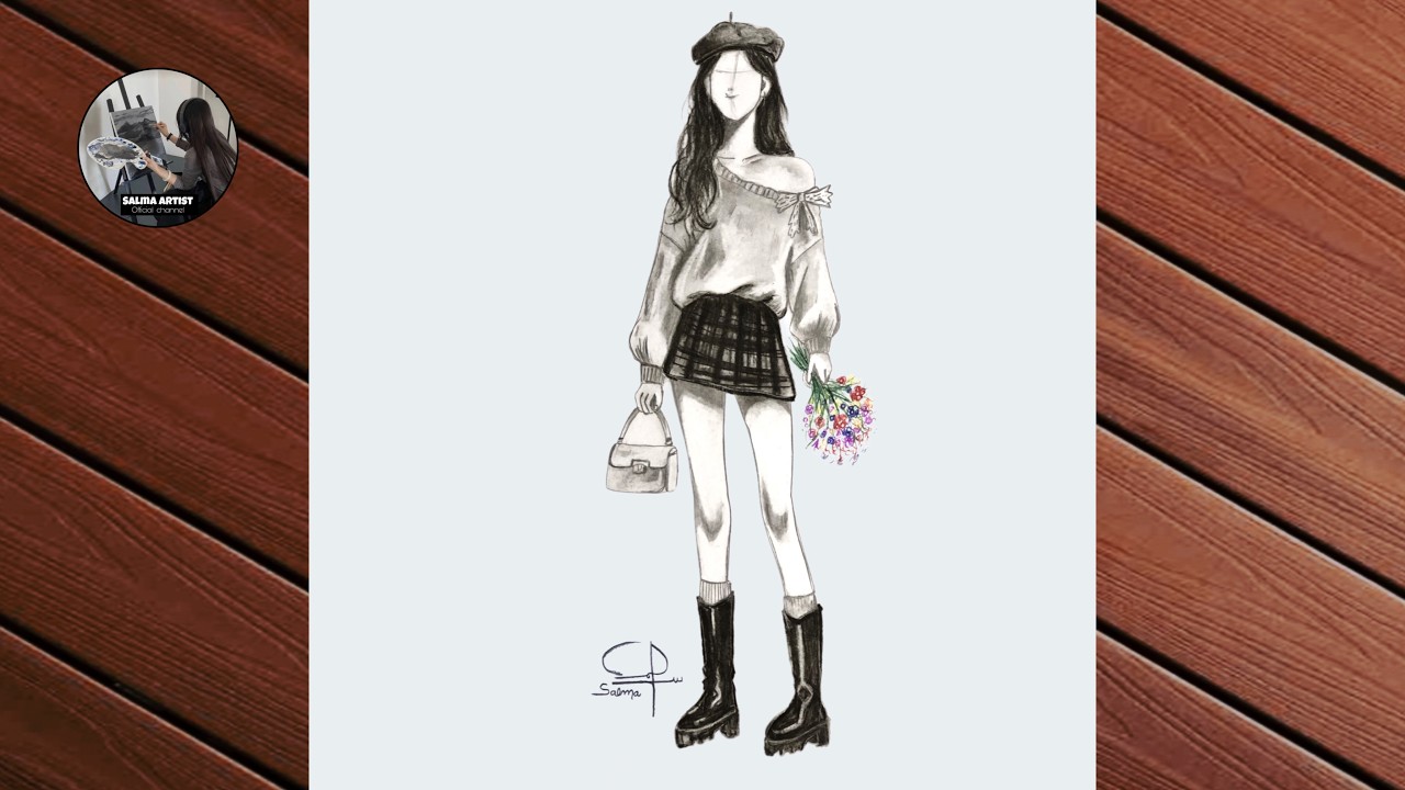 Aesthetic Pencil Sketch Drawing of Stylish Girl | Fashion Illustration Art | Hand Drawing