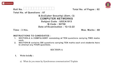 BSC 3RD SEM CS COMPUTER NETWORKS DEC 2022 | PTU