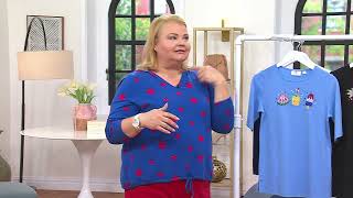 Quacker Factory Appliqued Hot Summer Elbow Sleeve Top on QVC