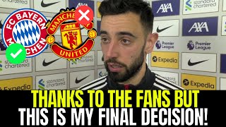 🚨I DO NOT BELIEVE! 😥BRUNO FERNANDES DEPARTURE CONFIRMED! FANS ARE IN SHOCK! UNITED URGENT NEWS