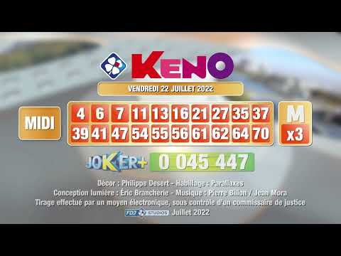Tirage du midi Keno® du 22 juillet 2022 - Résultat officiel - FDJ