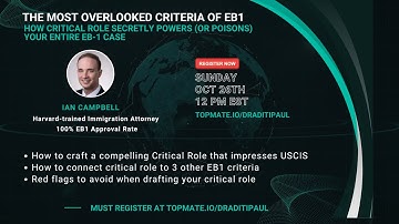 The Most Overlooked Criteria of EB1 : Critical Role Ft. Harvard trained Attorney Ian Campbell