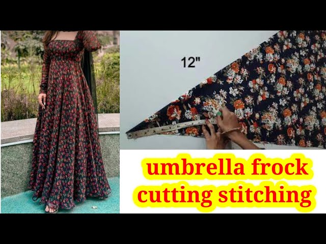 One piece Umbrella cut dress cutting and stitching/partywear long gown  cutting and stitching - YouTube