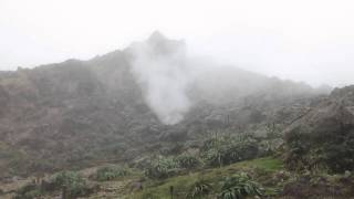 La Soufriere volcano crater in Guadeloupe