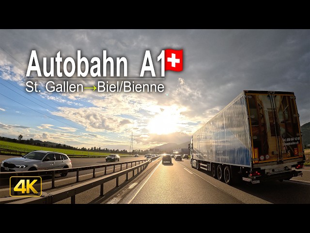 Swiss Autobahn A1 Real-Time Drive 🇨🇭 | From St. Gallen to Biel/Bienne