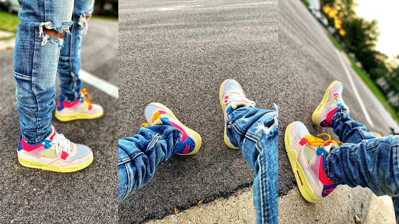 jordan 4 union guava ice on feet