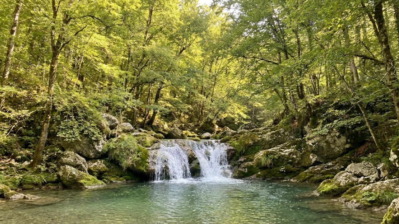 Soothing Night Waterfall Sounds | Healing Nature Medicine for Deep Sleep