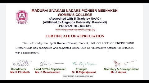 National level online quiz on Aptitude |Quiz on Mathematics | online quiz with free certificate