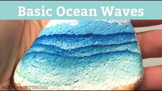 How to PAINT WAVES on your beach painted rock with Paint Pens