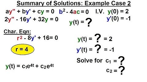 Differential Equation - 2nd Order (36 of 54) Summary of Solution: Ex. Case 2 B^2-4ac=0