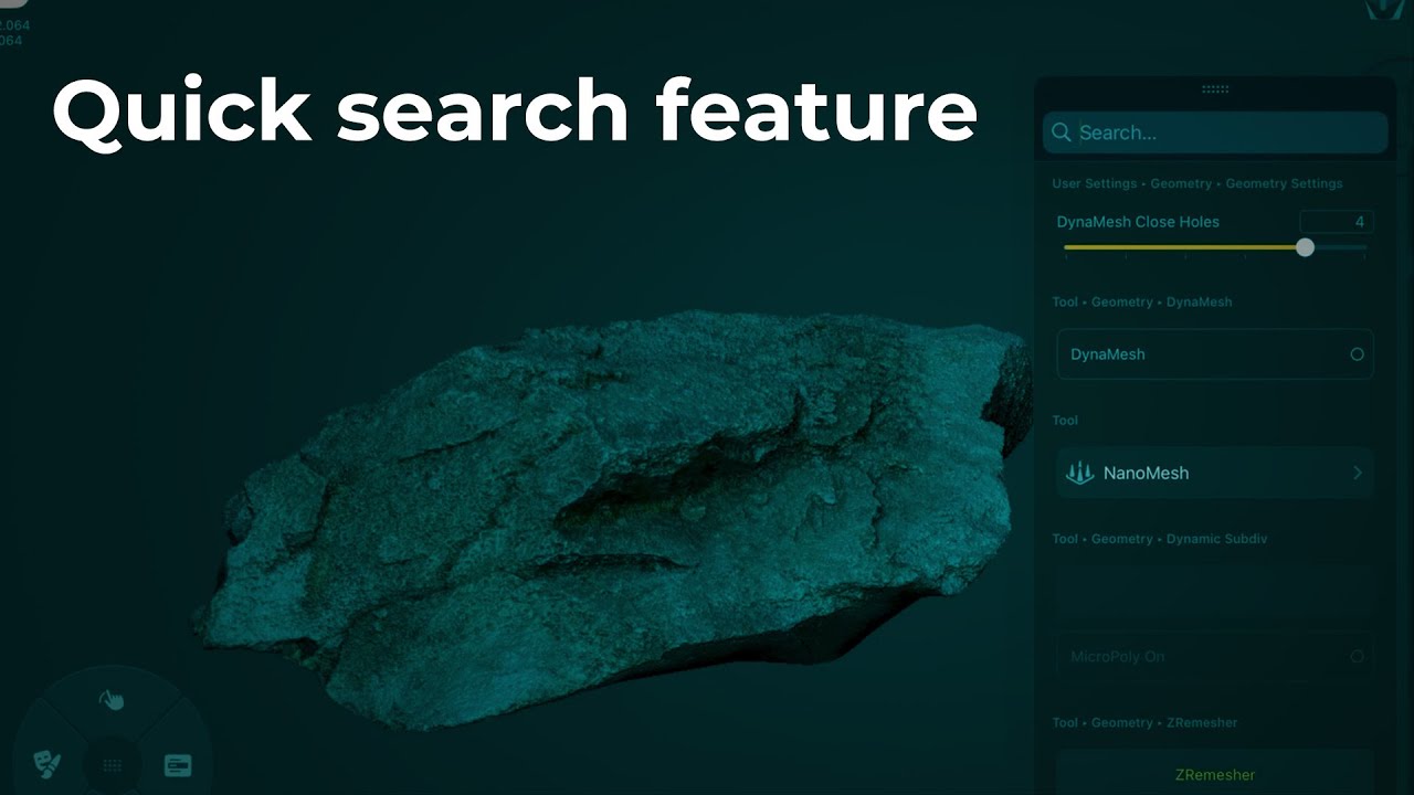 Getting Started with ZBrush for iPad - Quick Search - YouTube
