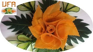 Artistic Of Carrot Flowers | Vegetable Carving Flower Roses Garnish | Party & Hotel Food Decoration