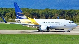 [FullHD] Royal Jet Boeing 737-700(BBJ) landing & takeoff at Geneva/GVA/LSGG