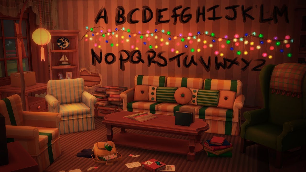 Sims 4 Stranger Things Inspired Living Room Speed Build Youtube