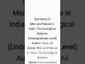 Man and Nature in India: The Ecological Balance Summary