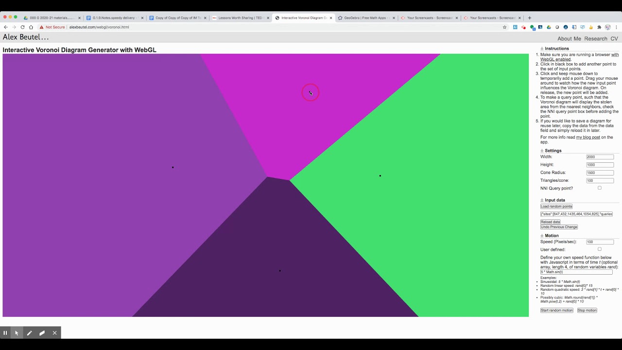Voronoi Diagram Generator and the perpendicular bisector - YouTube