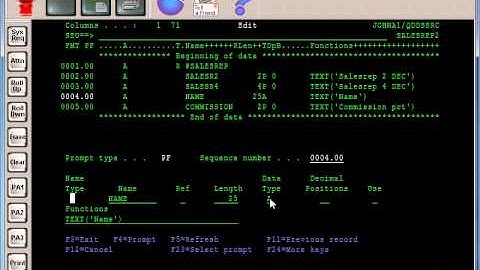 AS400 Tutorial - Coding a Database File