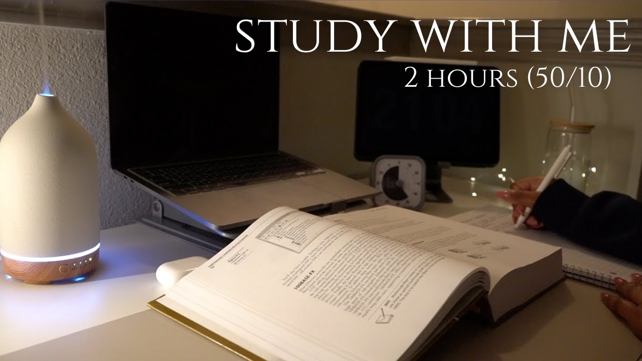 2 Hour Study With Me | Soft Rain 🌧️ + Background Noise | Pomodoro 50/10