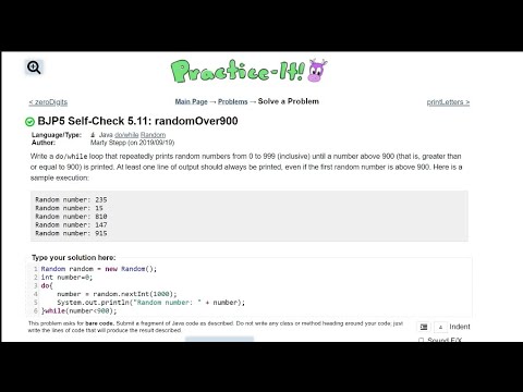 Java Practice It 5 11 Randomover900 Do While Do While Loop Random Class Youtube