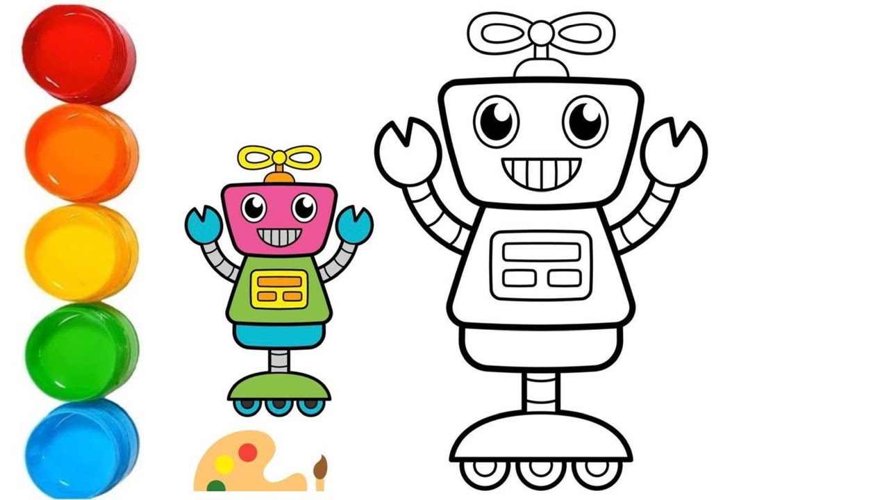 How to colour in a Robot? | Robot colouring by Coco creative Kids - YouTube