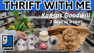 Yes! It Was Still Here! Goodwill Thrift With Me! Pottery Barn & Vintage Home Decor!  + Bags!