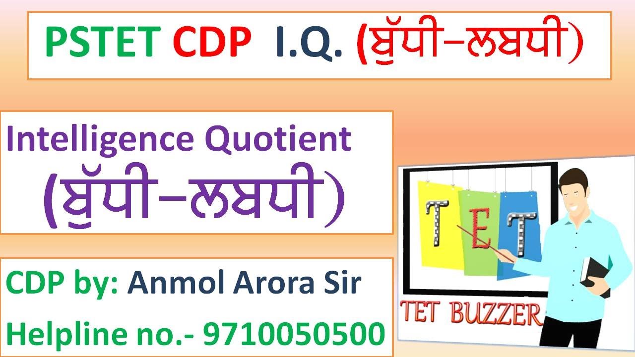 IQ (Intelligence Quotient) PSTET CDP|| Anmol Arora || TET BUZZER