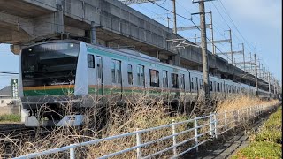 E233系3000番台.E-17編成+U-223編成が湘南新宿ライン.横須賀線直通.逗子行きとして小山〜間々田間を通過するシーン‼️