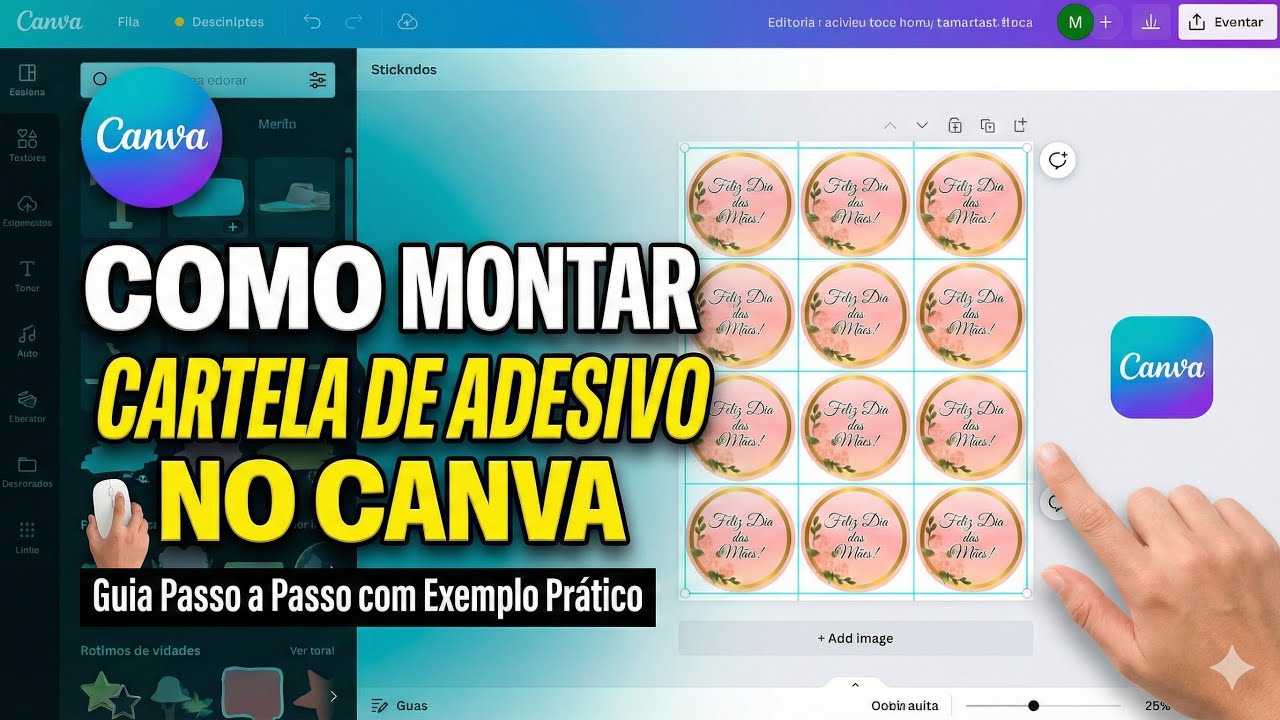 O Jeito Mais Fácil de Fazer Adesivos Redondos no Canva  (Especial Dia das Mães)