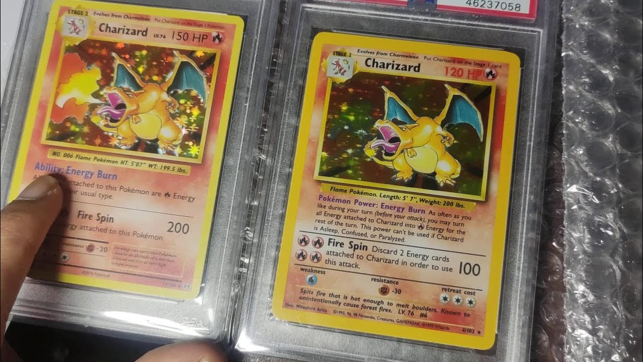 PSA Charizard Comparison XY evolution VS Base set unlimited 