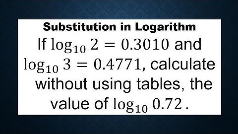 Logarithms|Substitution in Logarithm - Lesson 9of10