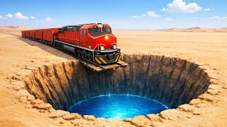 Train Fell Into Giant Hole 😱 | Impossible Railway Stunt in 3D Game screenshot 4