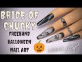 HALLOWEEN NAIL ART | Bride Of Chucky 'Glow In The Dark' Freehand Nail Art