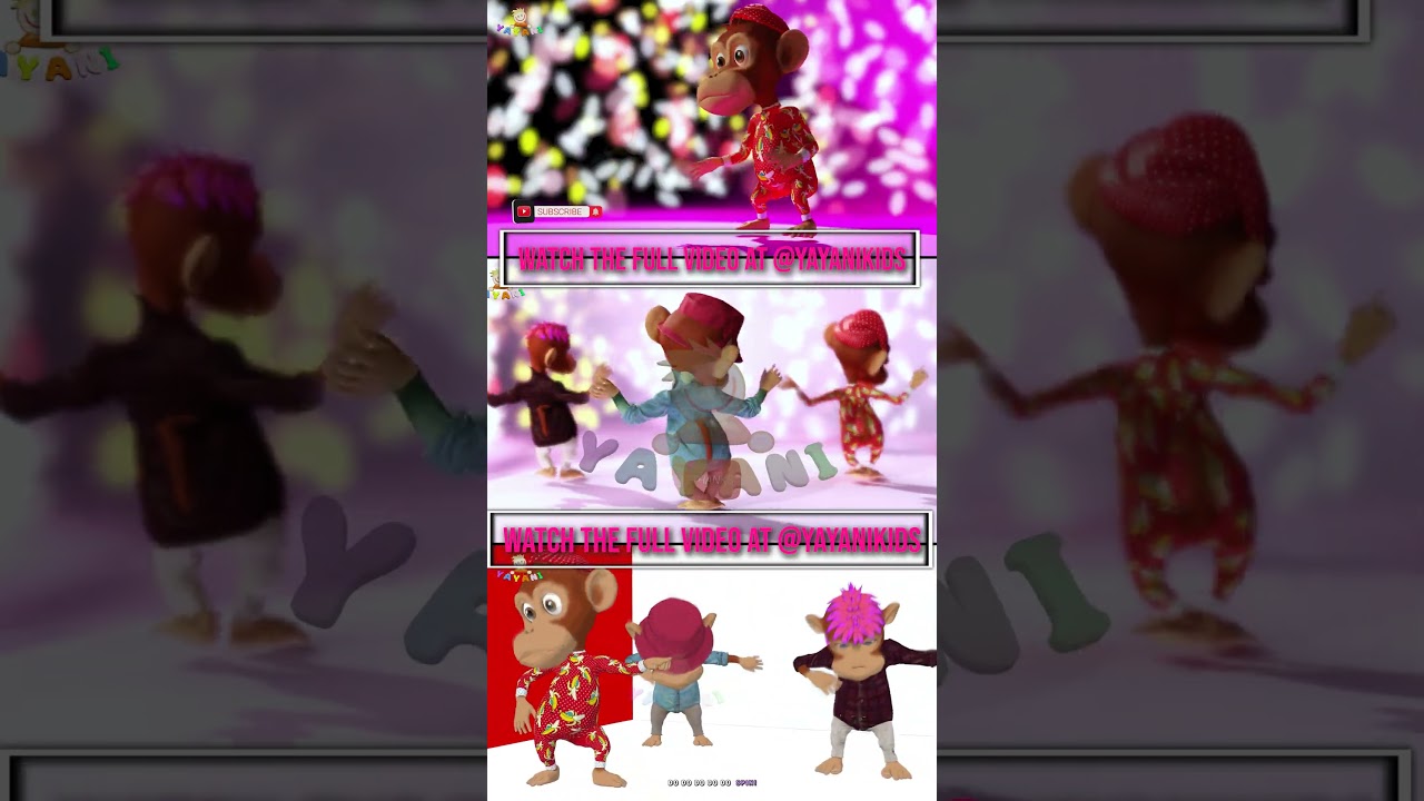 Monkey Dance Party in 4K 🎉 | Fun Kids Animation with 3D Monkeys | YAYANI Animated with Subtitles!
