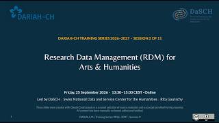 Nr. 2: Research Data Management (RDM) for Arts & Humanities