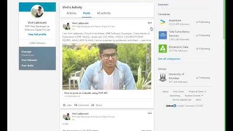 publish on linkedin company page using php