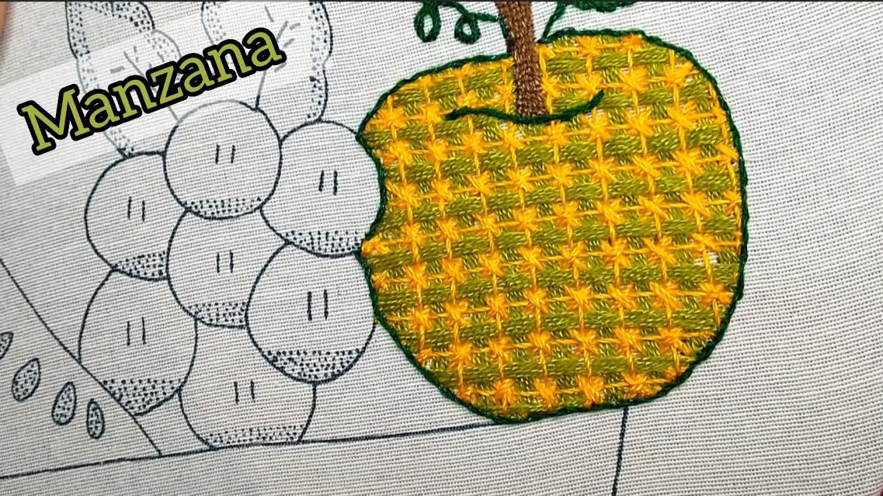 Como bordar una MANZANA Facil a Mano
