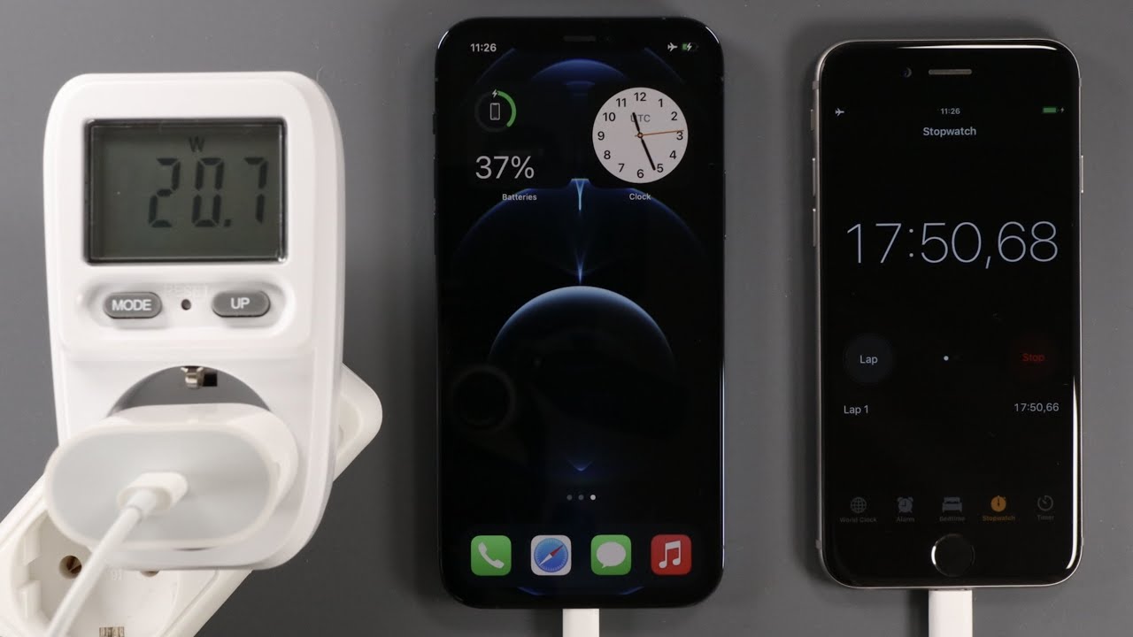 Apple iPhone 12 Pro Charging Speed Test Using 20W Charger and USB-C to Lightning Cable