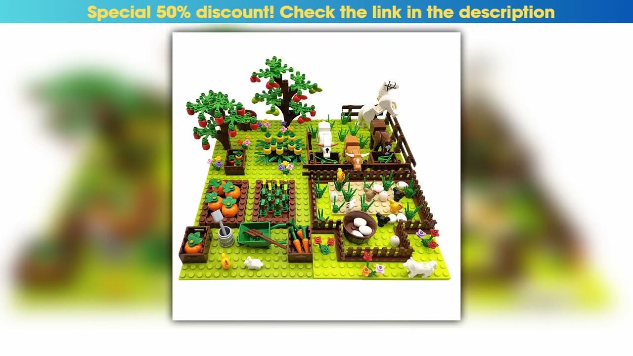 MOC Farm Animals Trees Plants Building Blocks for Kids Compatible Classic Bricks Juguetes Bloques
