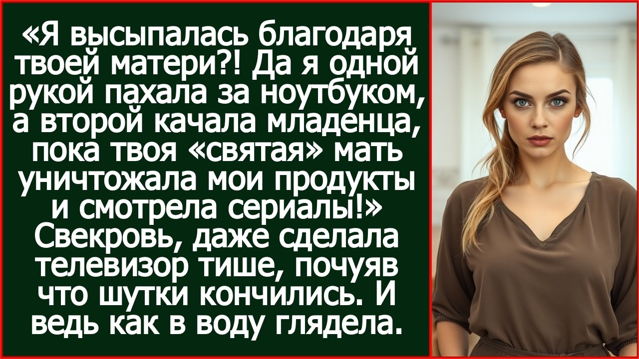 Я высыпалась благодаря твоей матери?! Да она уничтожала мои продукты, пока я с младенцем пахала!