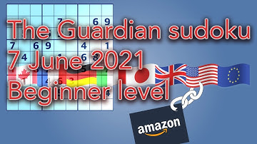 Sudoku solution – The Guardian 7 June 2021 Beginner level