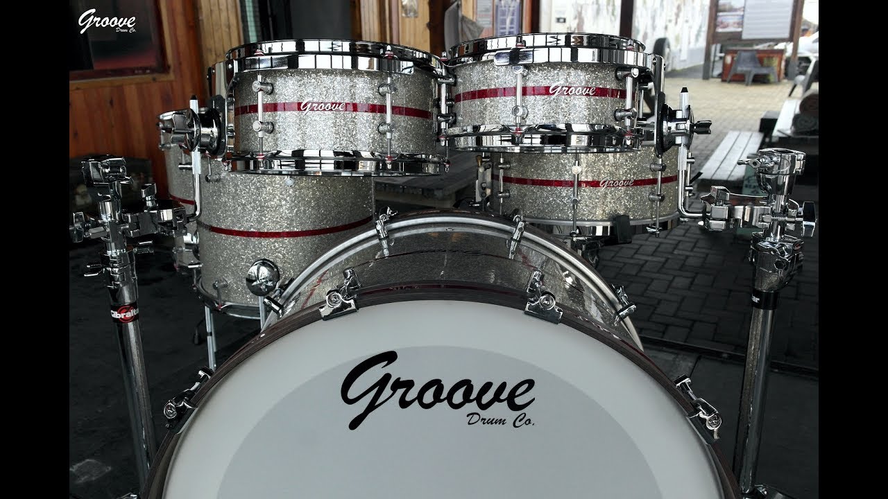 Groove Drum Co. Mahogany Walnut 24,10,12,14,16+14" Glitter Inlayed Drums YouTube